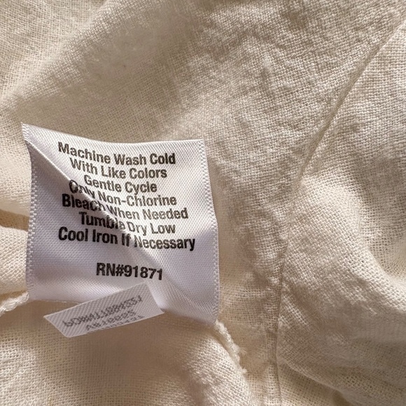 Norm Thompson, Ivory Linen/Cotton Gold Embroidered Tunic Size PXL - Picture 5 of 8